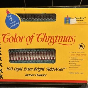 Vintage Kodak Color of Christmas 100 Red Lights Extra Bright Add A Set